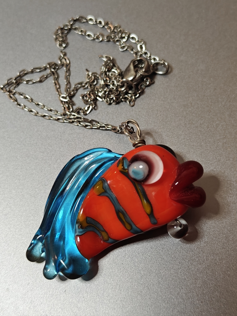 Lampwork Glass Pendant "Lady Fish" Necklace